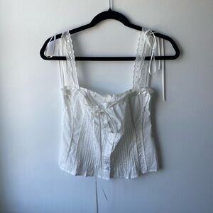 White Lace Trimmed Camisole Top